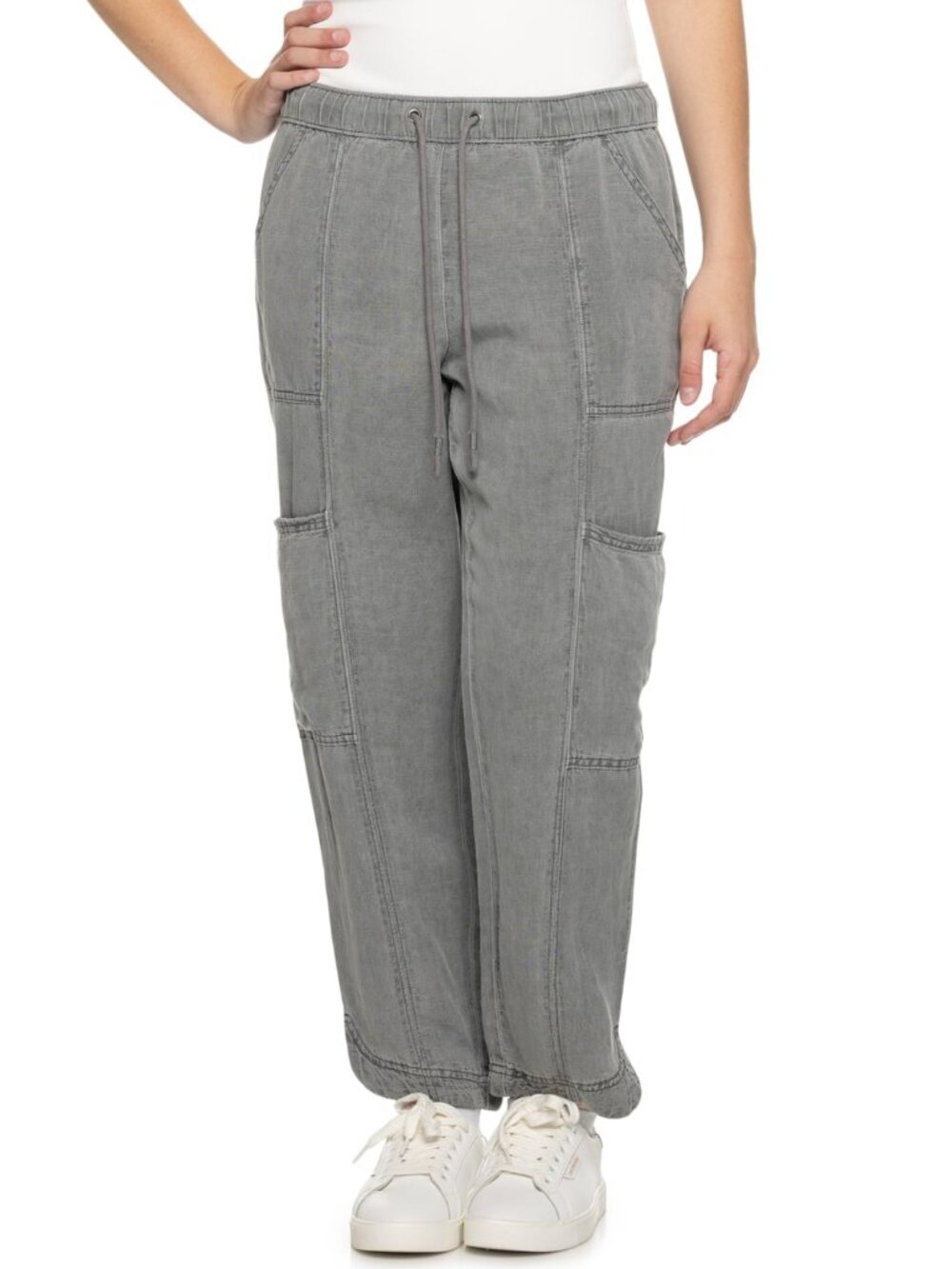 C&C California Linen Tapered Leg Cargo Pants Olive Green Lightweight Ankle Large